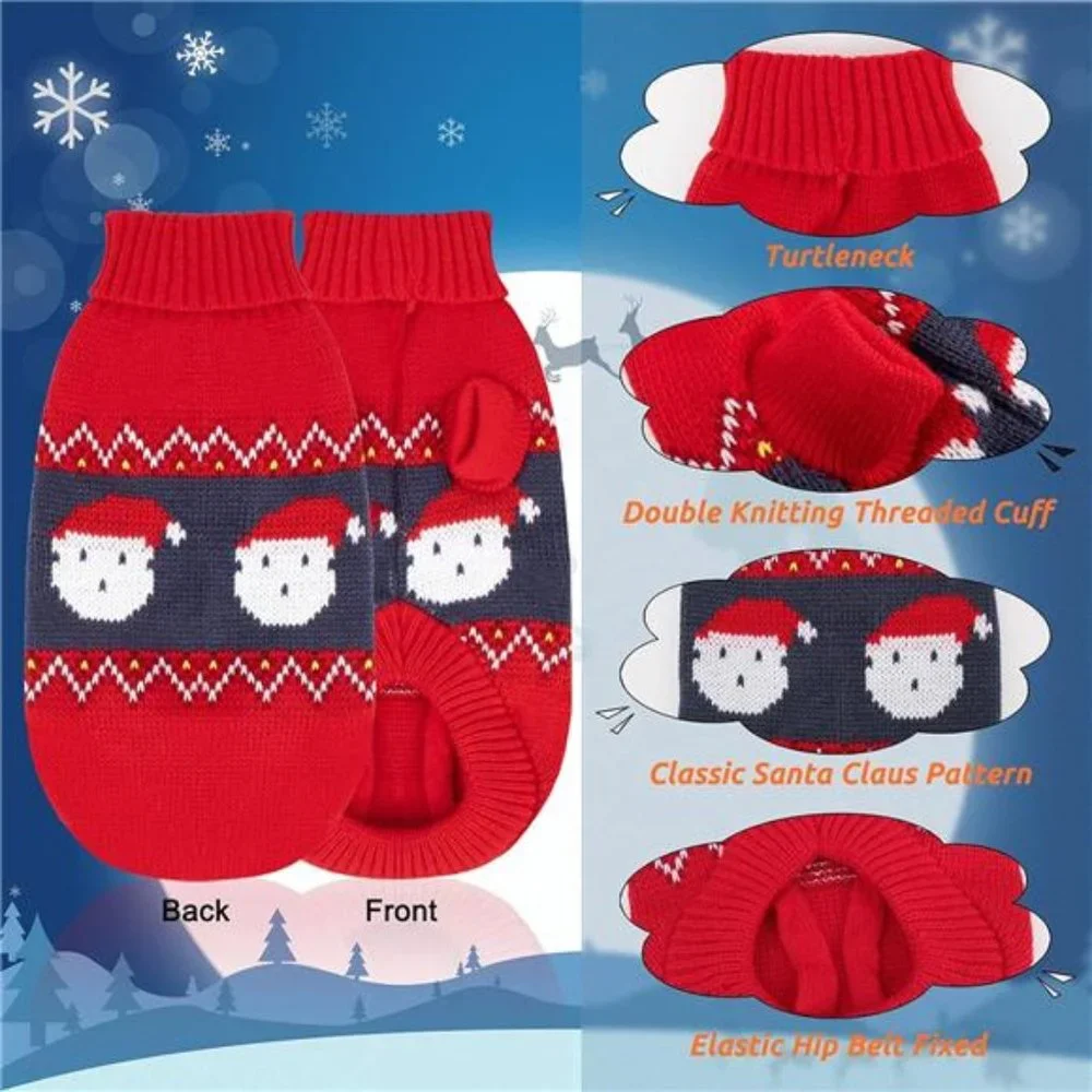 2 Packs - Cat & Small Dogs Christmas Sweater -Christmas Pet Knitwear Santa Claus